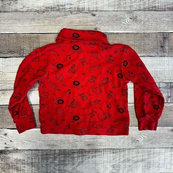 Vintage Baby Boy Toddler Red Animal Print Jungle Lion Tiger Long Sleeve Shirt - Picture 3 of 6
